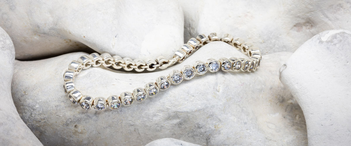 Silver and diamond bracelet