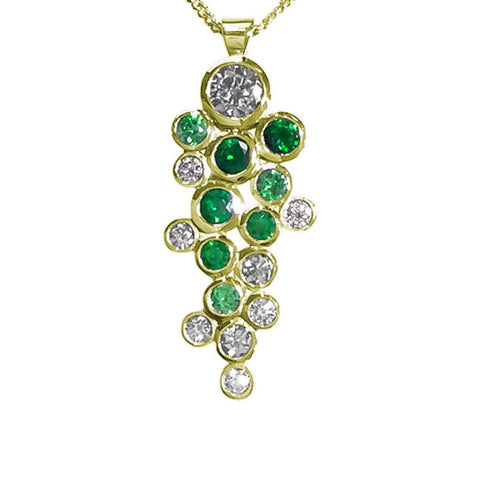 Water Bubbles Diamond and Emerald Pendant Pendant Pruden and Smith   