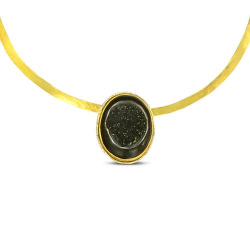 Black Onyx Druzy Pendant Pendant Pruden and Smith   