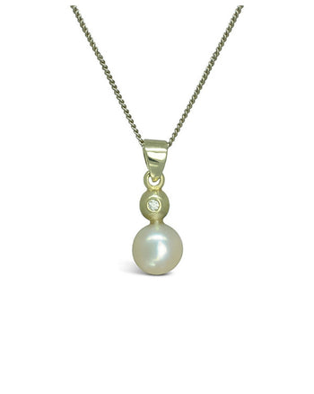 Akoya Pearl 9ct White Gold Diamond Pendant Pendant Pruden and Smith   