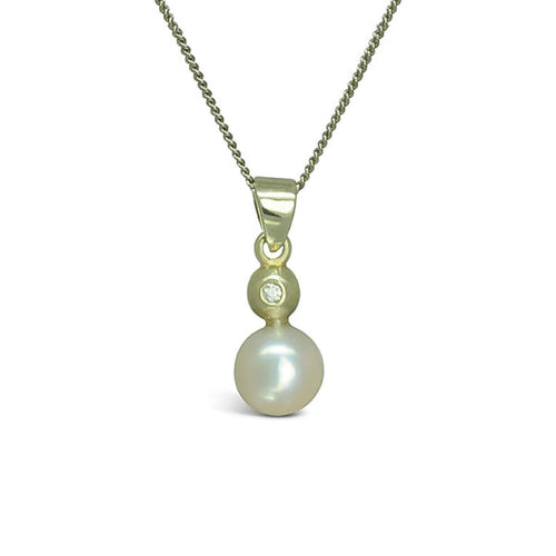 Akoya Pearl 9ct White Gold Diamond Pendant Pendant Pruden and Smith   