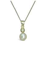 Akoya Pearl 9ct White Gold Diamond Pendant Pendant Pruden and Smith   