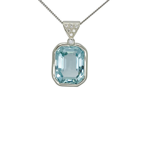 Emerald Cut Aquamarine Pendant Pendant Pruden and Smith   