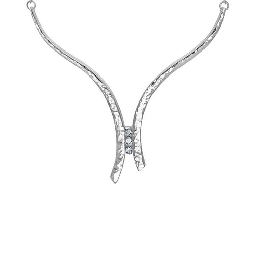 Forged Wave Silver and Diamond Necklace Pendant Pruden and Smith   