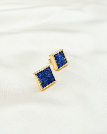 Lapis Lazuli Square Stud Earrings (12mm) Earrings Pruden and Smith   