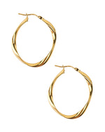 Uneven Twisted White Gold Gold Hoop Earrings Earrings Pruden and Smith   