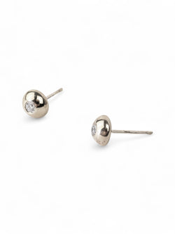 Pebble White Gold Diamond Stud Earrings Earrings Pruden and Smith   