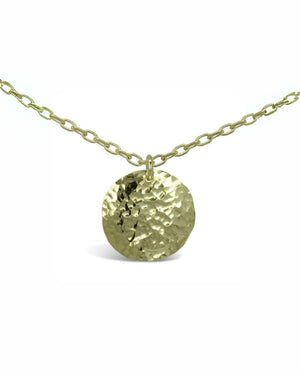 Hammered 9ct Yellow Gold Coin Pendant Pendant Pruden and Smith   