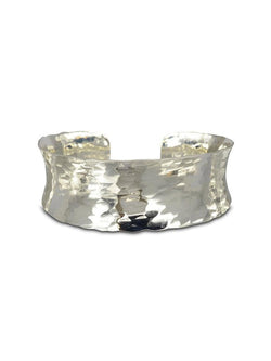 Hammered Concave Solid Silver Cuff Bangle Bangle Pruden and Smith   