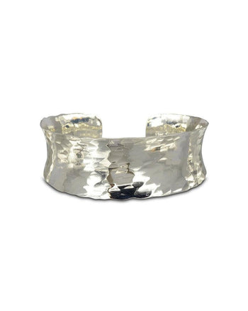 Hammered Concave Solid Silver Cuff Bangle Bangle Pruden and Smith   