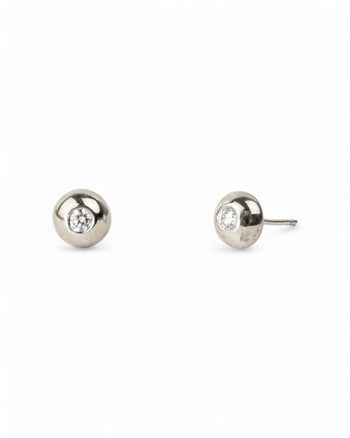 Pebble White Gold Diamond Stud Earrings Earrings Pruden and Smith   