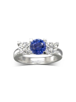 Claw Set Sapphire and Diamond Platinum Trilogy Ring Ring Pruden and Smith   