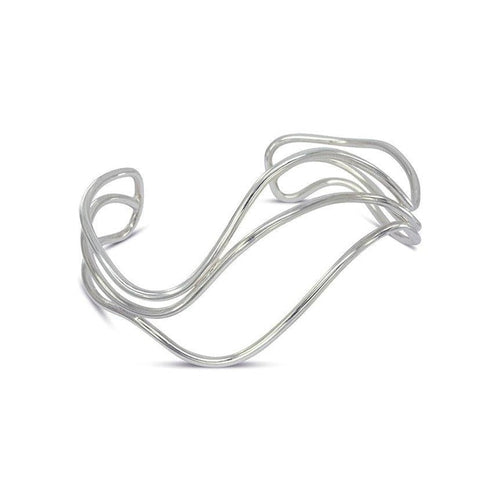 Three Strand Wave Solid Silver Cuff Bangle Bangle Pruden and Smith   