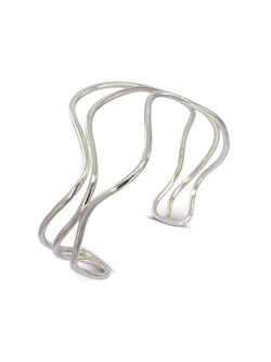 Three Strand Wave Solid Silver Cuff Bangle Bangle Pruden and Smith   