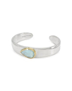 Aquamarine and Cabochon Solid Silver and Gold Cuff Bangle Bangle Pruden and Smith   