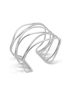 Six Strand Solid Silver Cuff Bangle (Wide) Bangle Pruden and Smith   