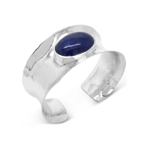 Tanzanite Solid Silver Cuff Bangle Bangle Pruden and Smith   