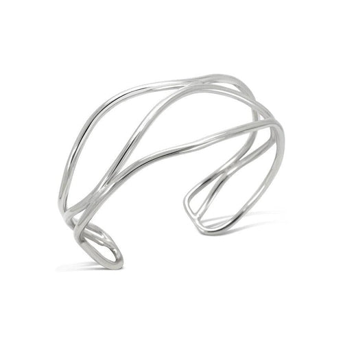 Three Strand Solid Silver Cuff Bangle Bangle Pruden and Smith   