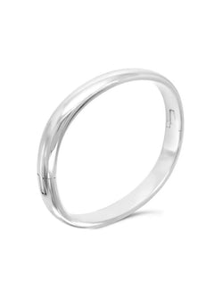 Polished Hinged Oval Solid Silver Bangle Bangle Pruden and Smith   