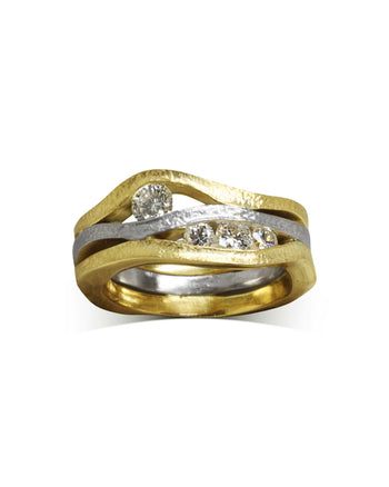 Trap Textured Three Band Diamond Ring Ring Pruden and Smith   