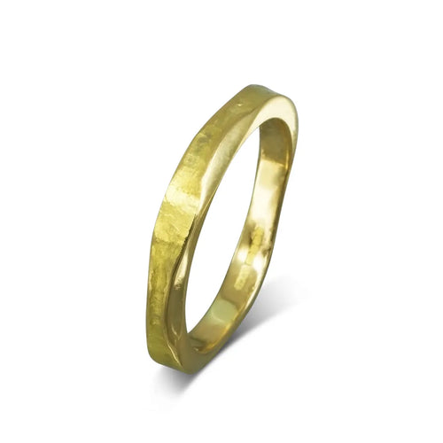 Side Hammered Yellow Gold Wedding Ring (3mm) Ring Pruden and Smith   