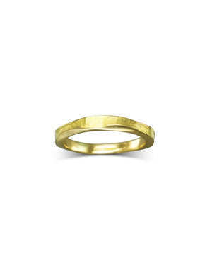 Side Hammered Yellow Gold Wedding Ring (3mm) Ring Pruden and Smith   