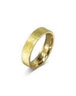 Textured Flat Yellow Gold Wedding Ring Ring Pruden and Smith   