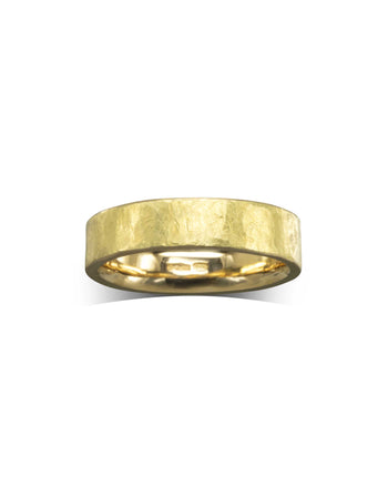 Textured Flat Yellow Gold Wedding Ring Ring Pruden and Smith   