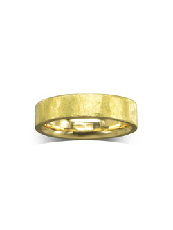 Textured Flat Yellow Gold Wedding Ring Ring Pruden and Smith   