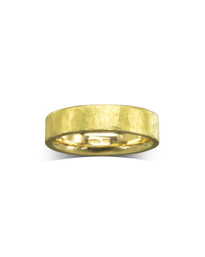 Textured Flat Yellow Gold Wedding Ring Ring Pruden and Smith   