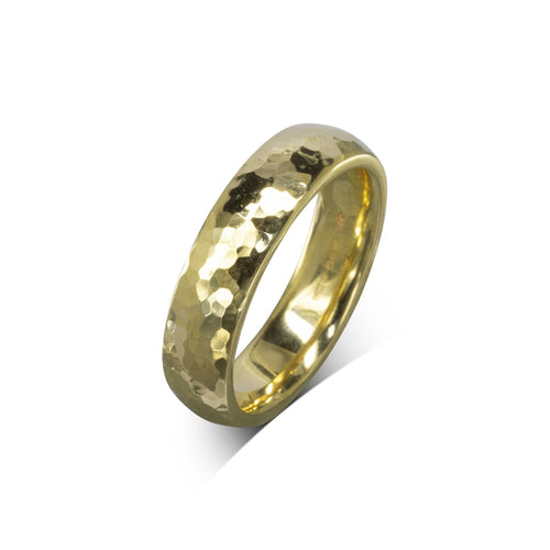 Hammered Gold Court Wedding Ring (6mm) Ring Pruden and Smith   