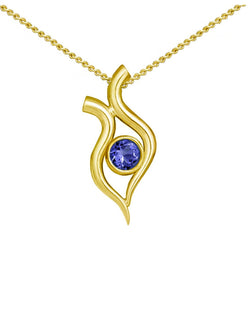 Spiky Yellow 9ct Gold Gemstone Pendant Pendant Pruden and Smith Tanzanite - Royal Blue  