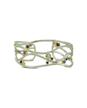 White Gold Ruby Diamond Cuff Bangle Bangle Pruden and Smith   