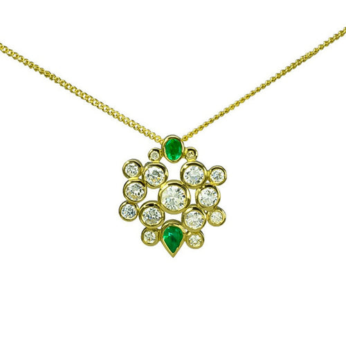 Water Bubbles Emerald and Diamond Pendant Pendant Pruden and Smith   