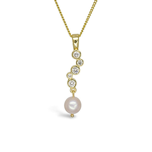 Akoya Pearl Diamond Drop Pendant Pendant Pruden and Smith   