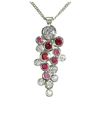 Water Bubbles Diamond, Ruby and Pink Sapphire Pendant Pendant Pruden and Smith   