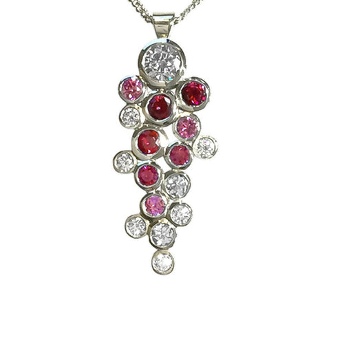 Water Bubbles Diamond, Ruby and Pink Sapphire Pendant Pendant Pruden and Smith   