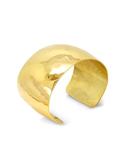 Hammered Convex Solid 9ct Yellow Gold Cuff (Wide) Bangle Pruden and Smith   