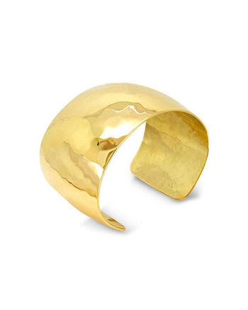 Hammered Convex Solid 9ct Yellow Gold Cuff (Wide) Bangle Pruden and Smith   