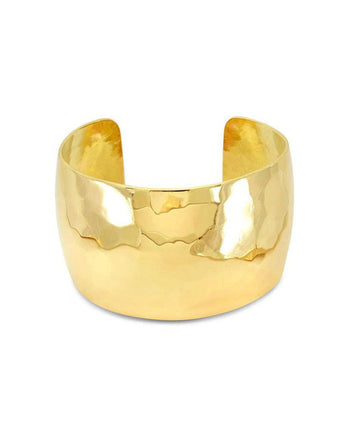 Hammered Convex Solid 9ct Yellow Gold Cuff (Wide) Bangle Pruden and Smith   