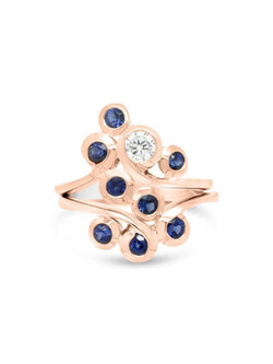 Water Bubbles Swirl Sapphire and Diamond Ring Ring Pruden and Smith   