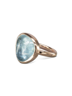 Rose Gold Aquamarine Cabochon Dress Ring Ring Pruden and Smith