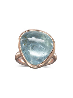 Rose Gold Aquamarine Cabochon Dress Ring Ring Pruden and Smith