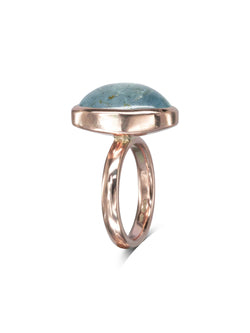 Rose Gold Aquamarine Cabochon Dress Ring Ring Pruden and Smith