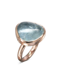 Rose Gold Aquamarine Cabochon Dress Ring Ring Pruden and Smith