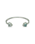 Trefoil Aquamarine Solid Silver Cuff Bangle Bangle Pruden and Smith   