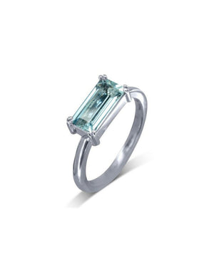 Aquamarine Baguette Ring Ring Pruden and Smith Platinum  