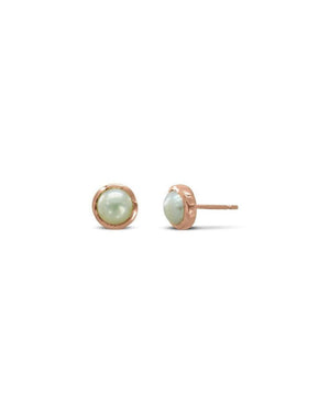 Wavy Edged 9ct Gold and Pearl Stud Earrings Earrings Pruden and Smith 9ct Rose Gold  