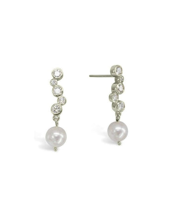 Diamond and 9ct Gold Akoya Pearl Drop Earrings Earrings Pruden and Smith 9ct white gold  