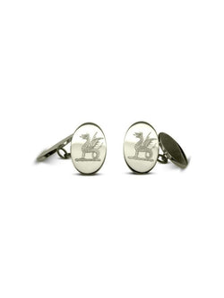 Engraved Solid Gold Cufflinks Cufflink Pruden and Smith 9ct White Gold  